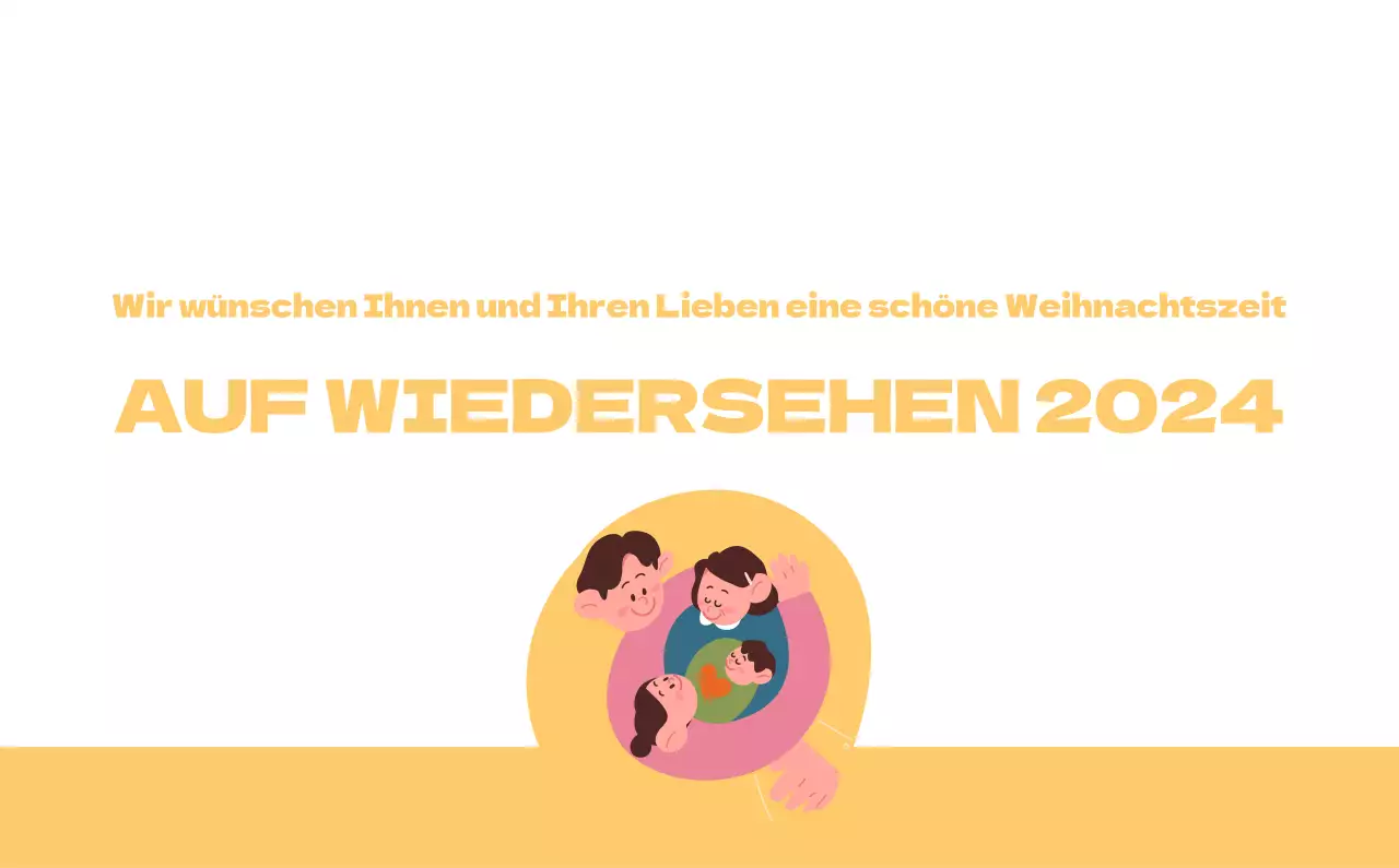 Ein festliches Krankenhaus mit Illustrationen zum Thema Gesundheit und Familie und farbenfrohen Akzenten