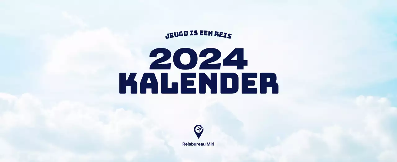 Een reisbureau dat de feestdagen viert met seizoensgebonden reisfotografie en een strakke, vetgedrukte tekstlay-out.