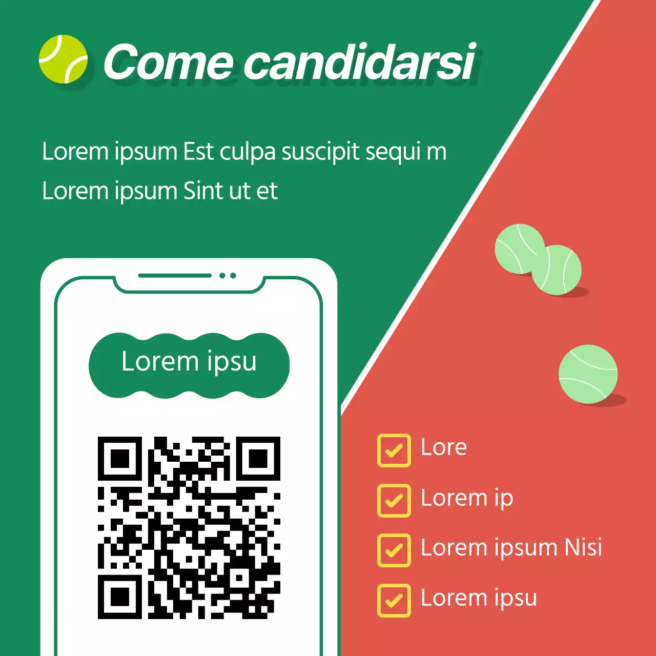 Promuovere l'iscrizione a un moderno tennis club in verde e marrone