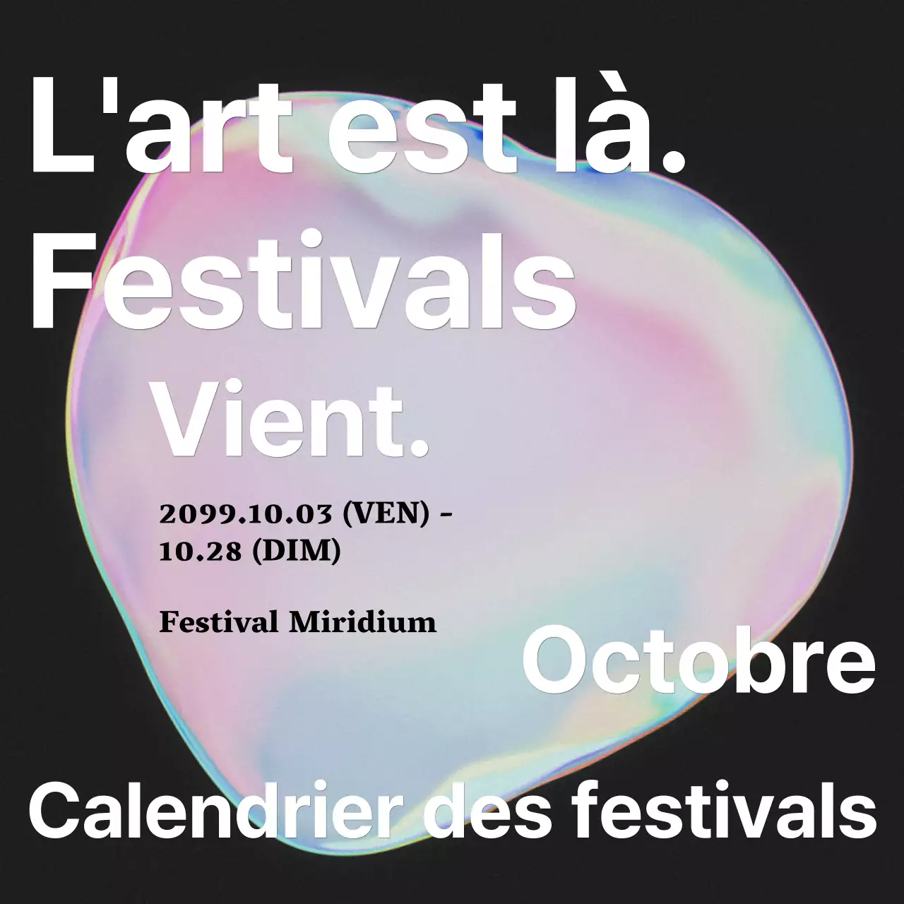 Annonce d'un festival d'art kitsch avec un arc-en-ciel de couleurs roses