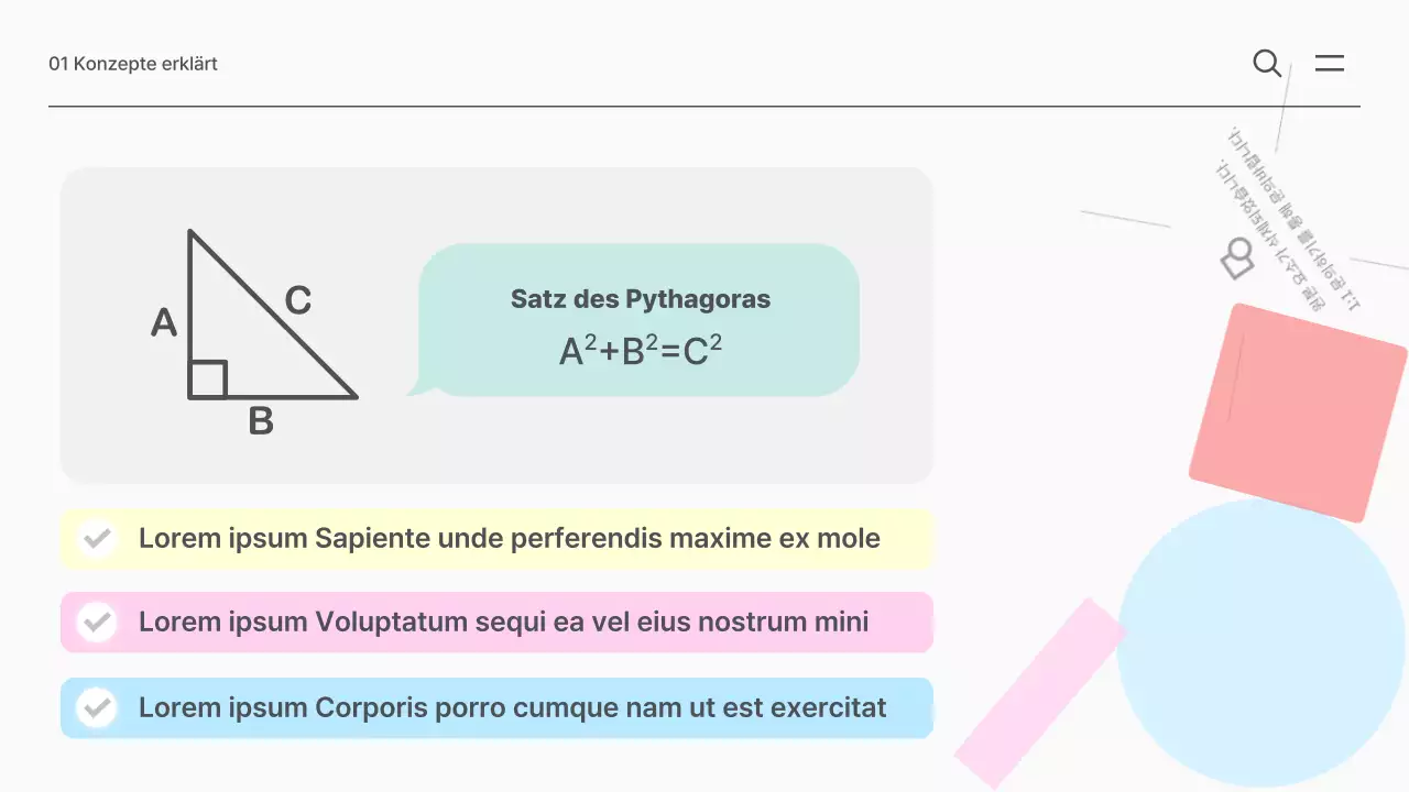 Einfaches Schulmaterial für Mathe in Weiß und Mint
