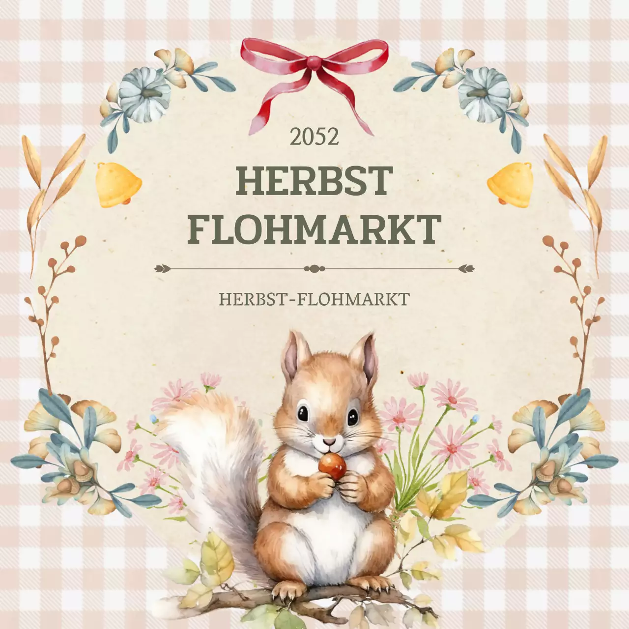 Förderung eines klassischen Flohmarkts in Pink und Khaki