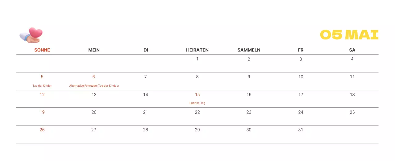 Ein festliches Krankenhaus mit Illustrationen zum Thema Gesundheit und Familie und farbenfrohen Akzenten