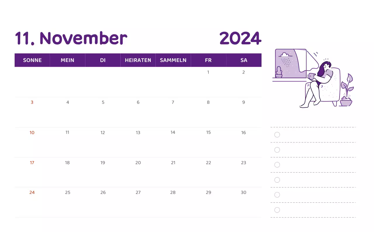 Ein Kalender mit farbenfrohen und emotionalen Illustrationen