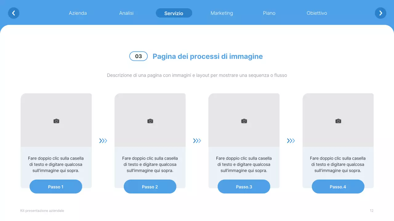 Profilo aziendale semplice in bianco e azzurro