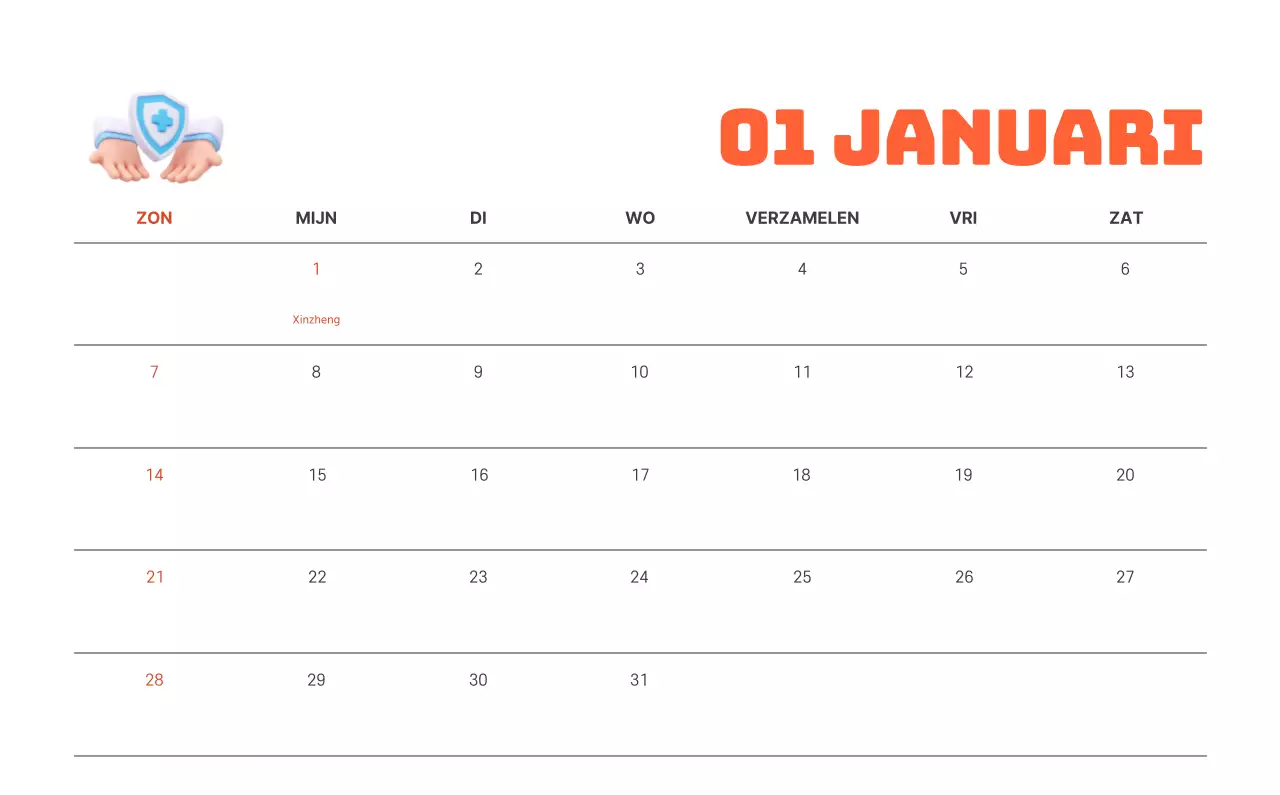 Een feestelijk ziekenhuis met illustraties met gezondheids- en gezinsthema's en kleurrijke accenten