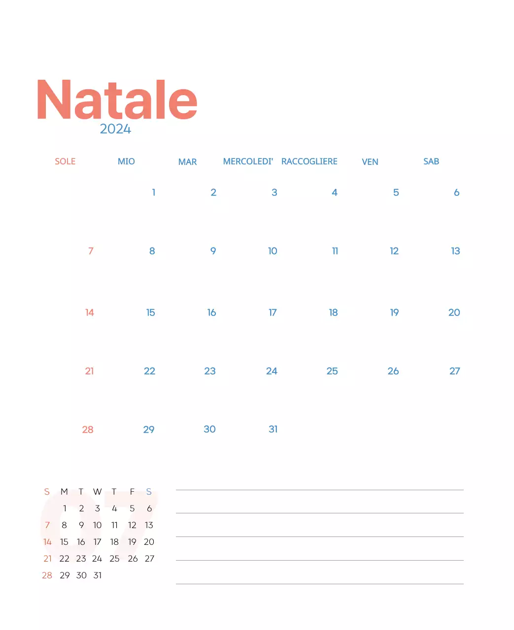 Calendario di lavoro con splendide illustrazioni
