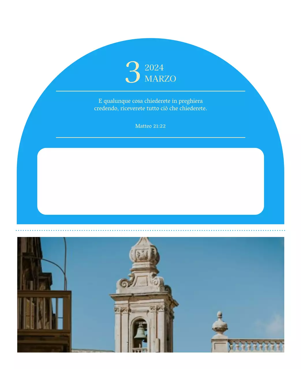 Calendario ecclesiastico blu di concezione moderna