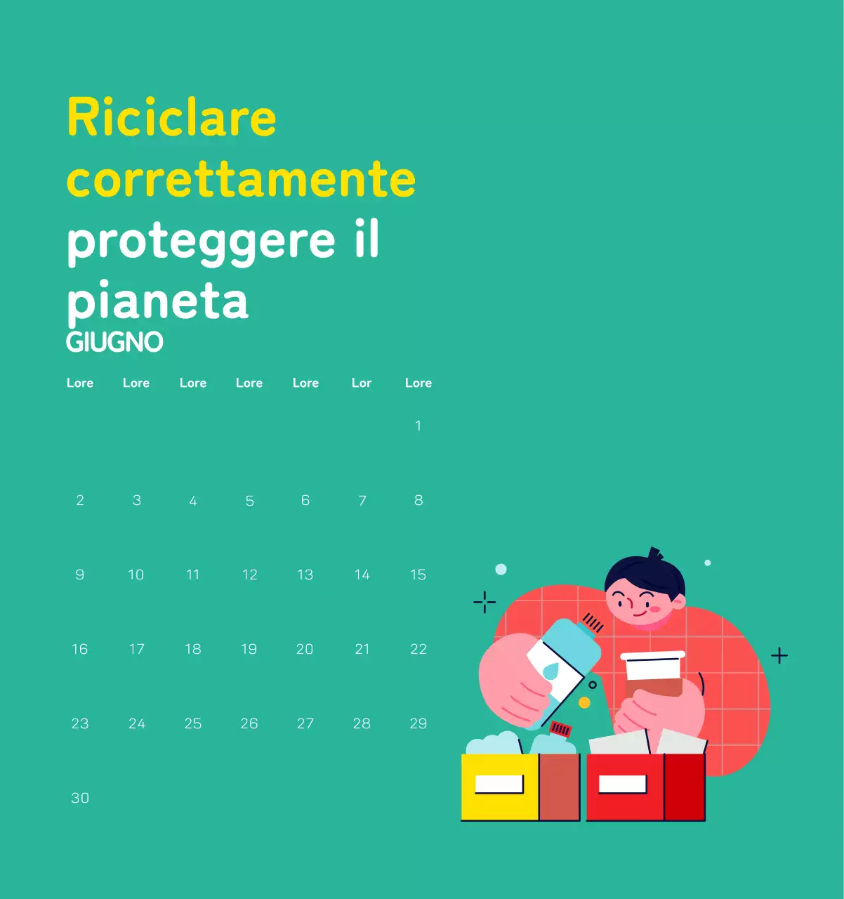 Celebrazione delle festività natalizie con illustrazioni colorate di persone e del pianeta.