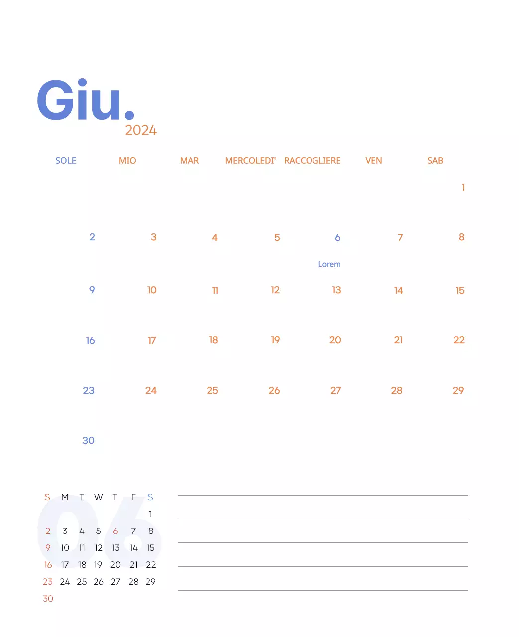 Calendario di lavoro con splendide illustrazioni