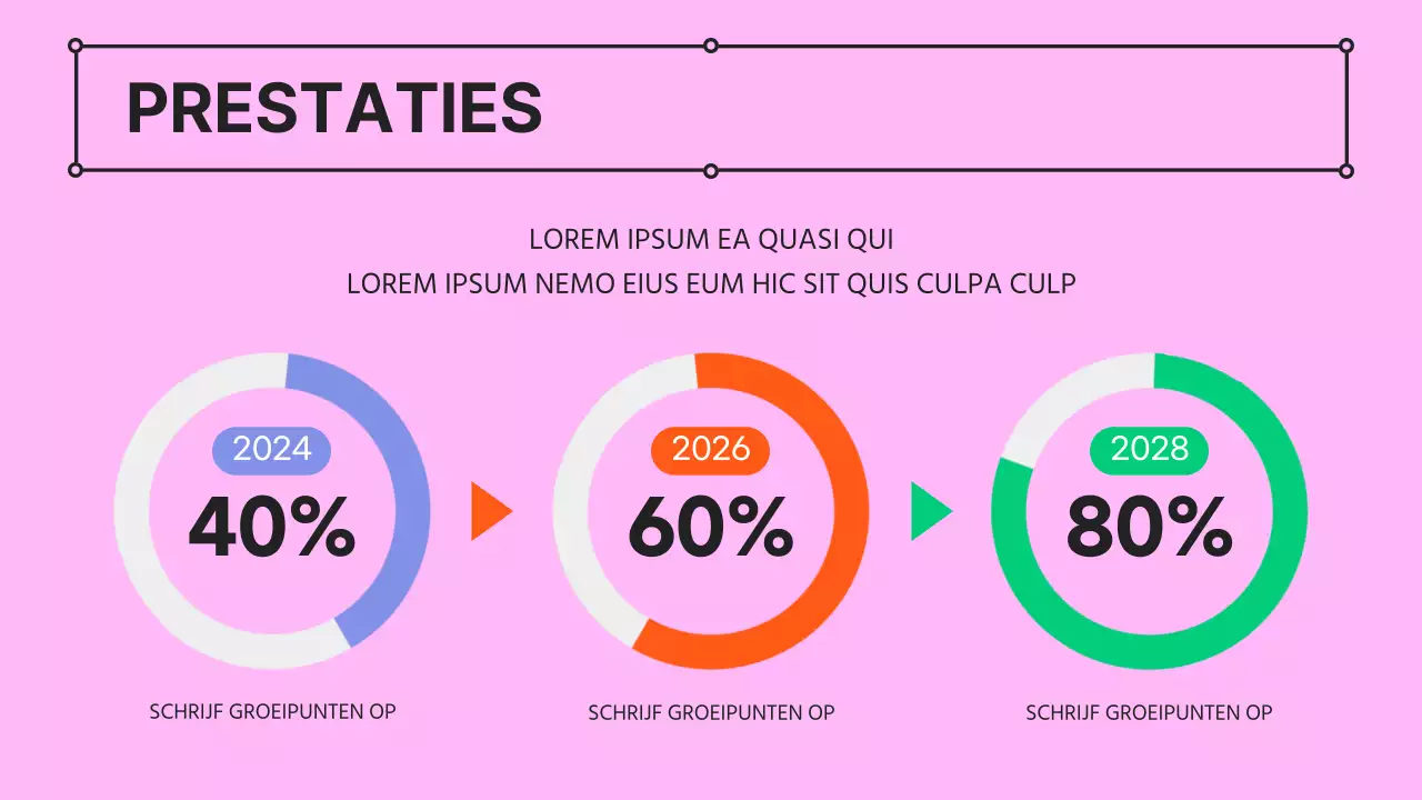 Een kitscherig roze en mauve bedrijfspraatje met een bedrijfsprofiel