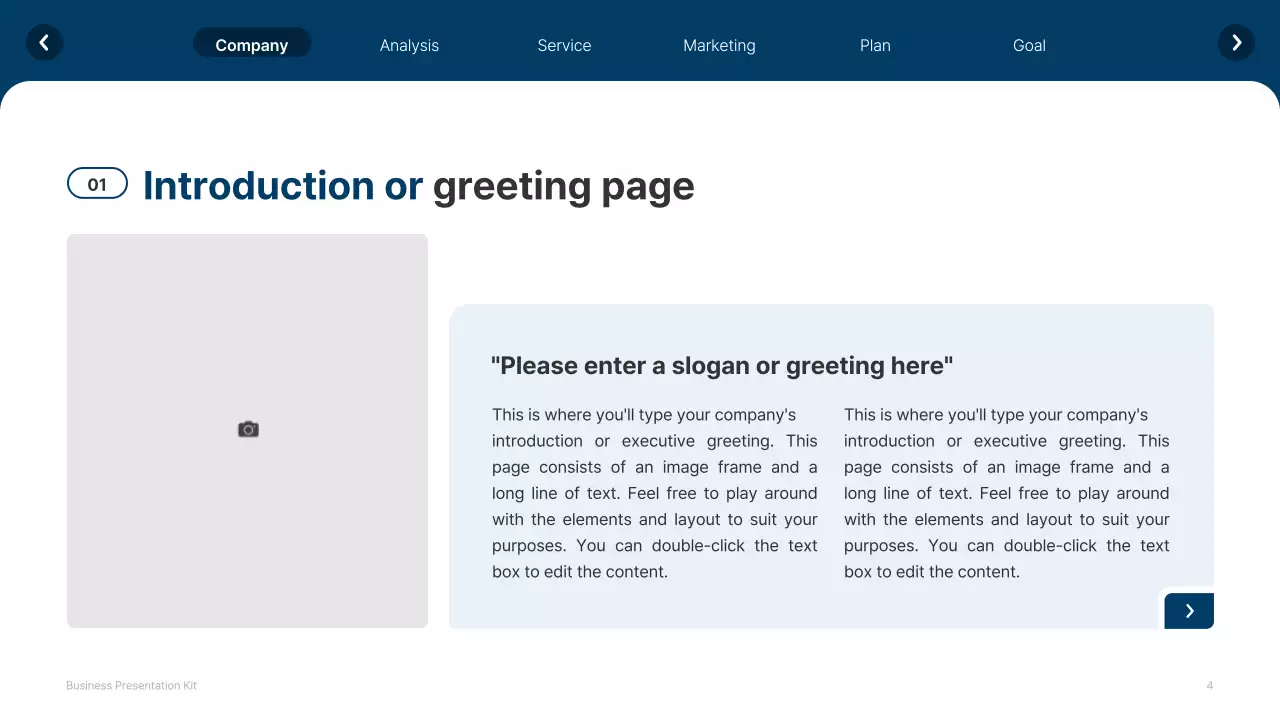 A simple white and navy blue website company profile