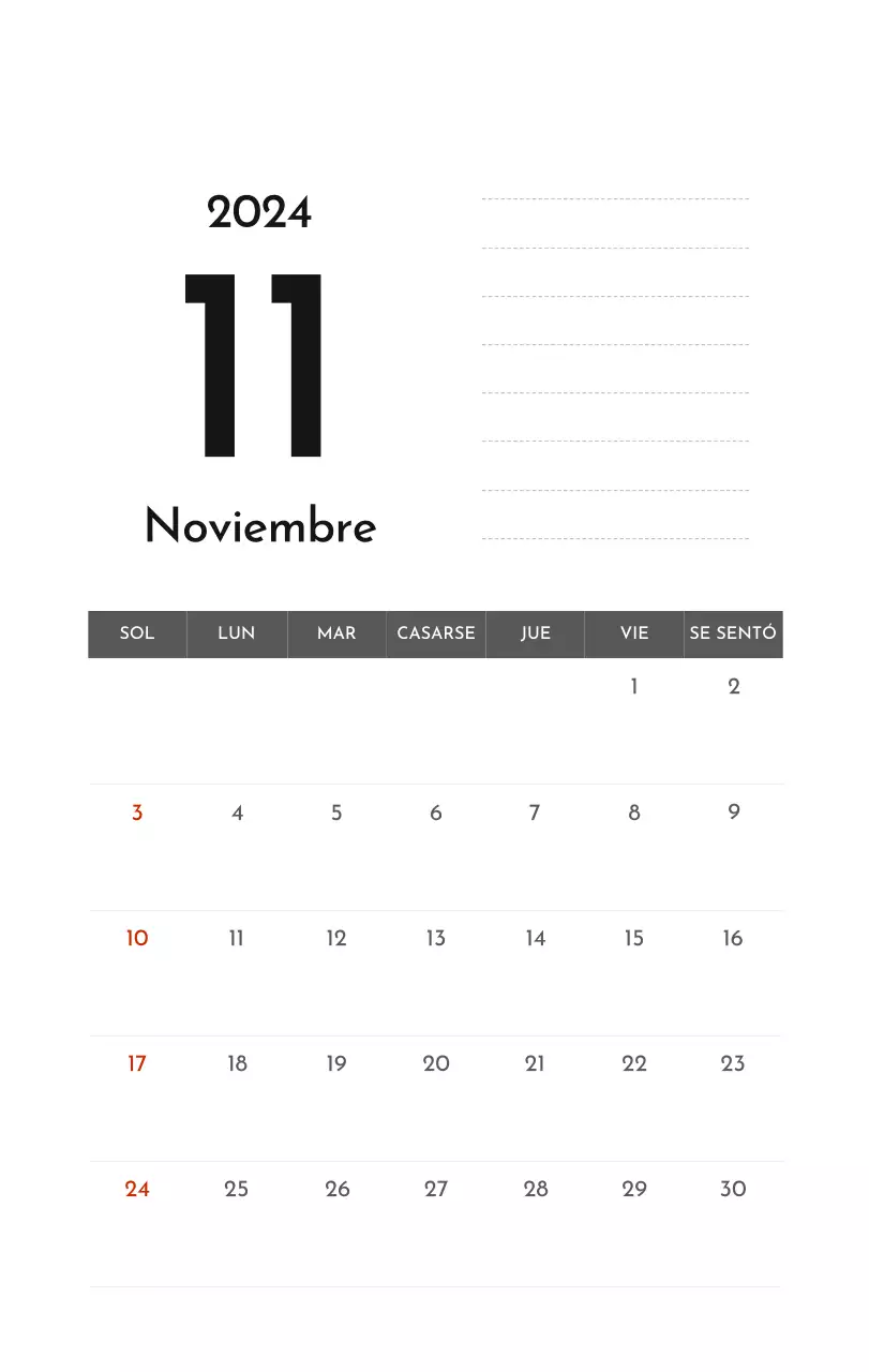 Un sencillo calendario corporativo en gris