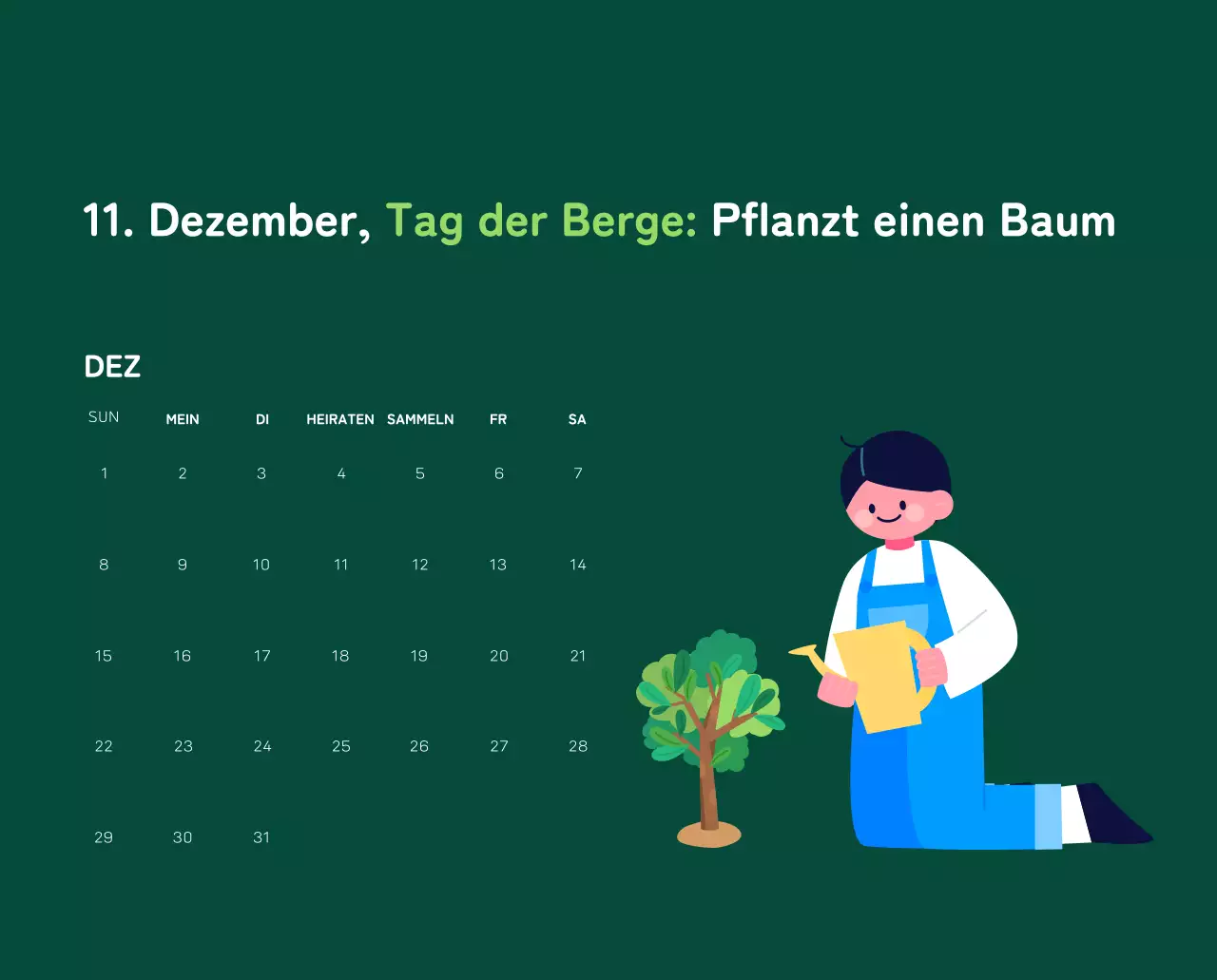 Mit farbenfrohen Illustrationen von Menschen und dem Planeten wird die Weihnachtszeit gefeiert.