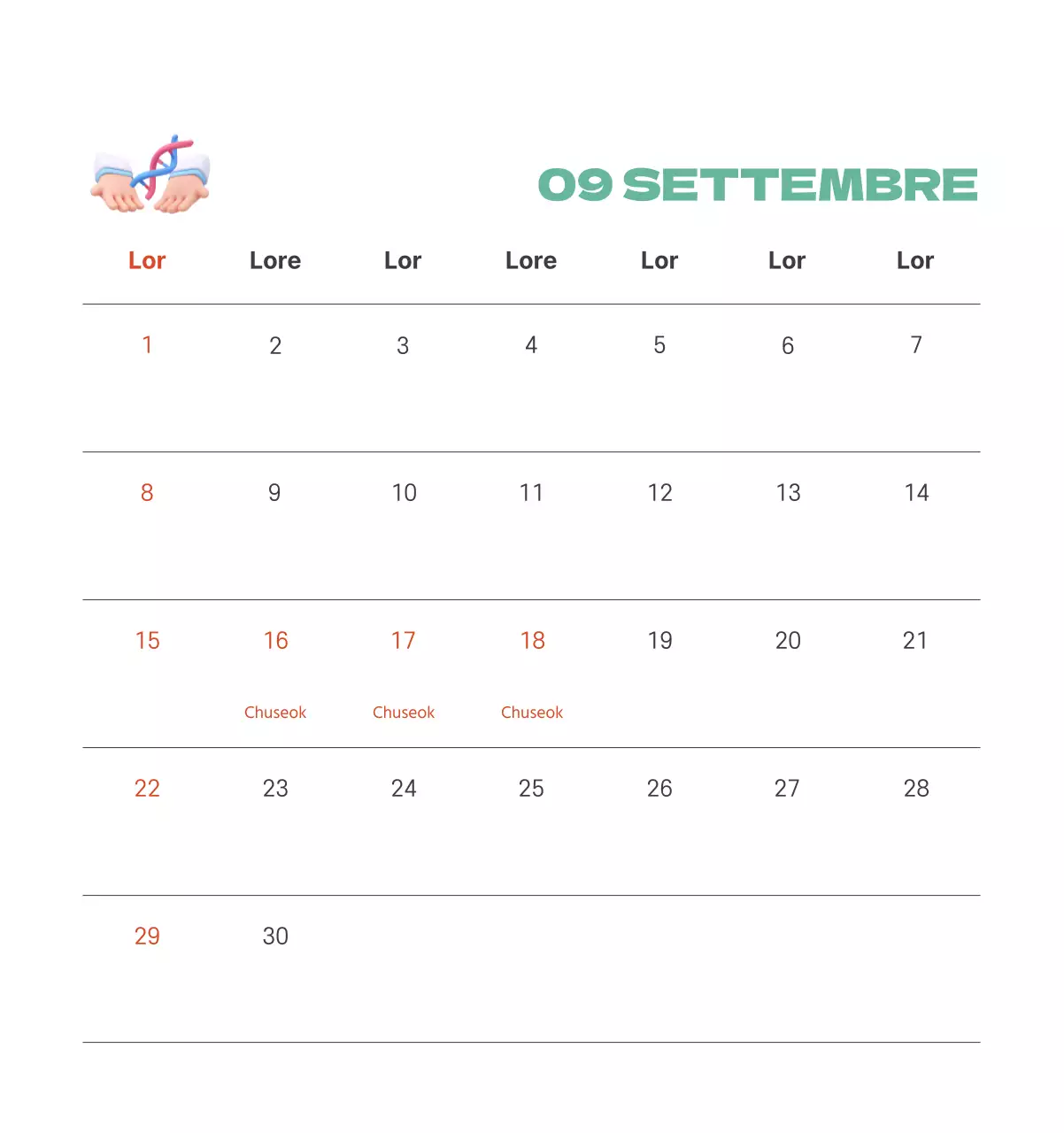 Un ospedale festivo con illustrazioni a tema salute e famiglia e accenti colorati