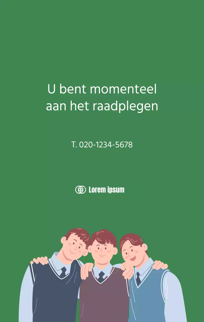 Kalender met jeugdillustraties op een gele en groene achtergrond