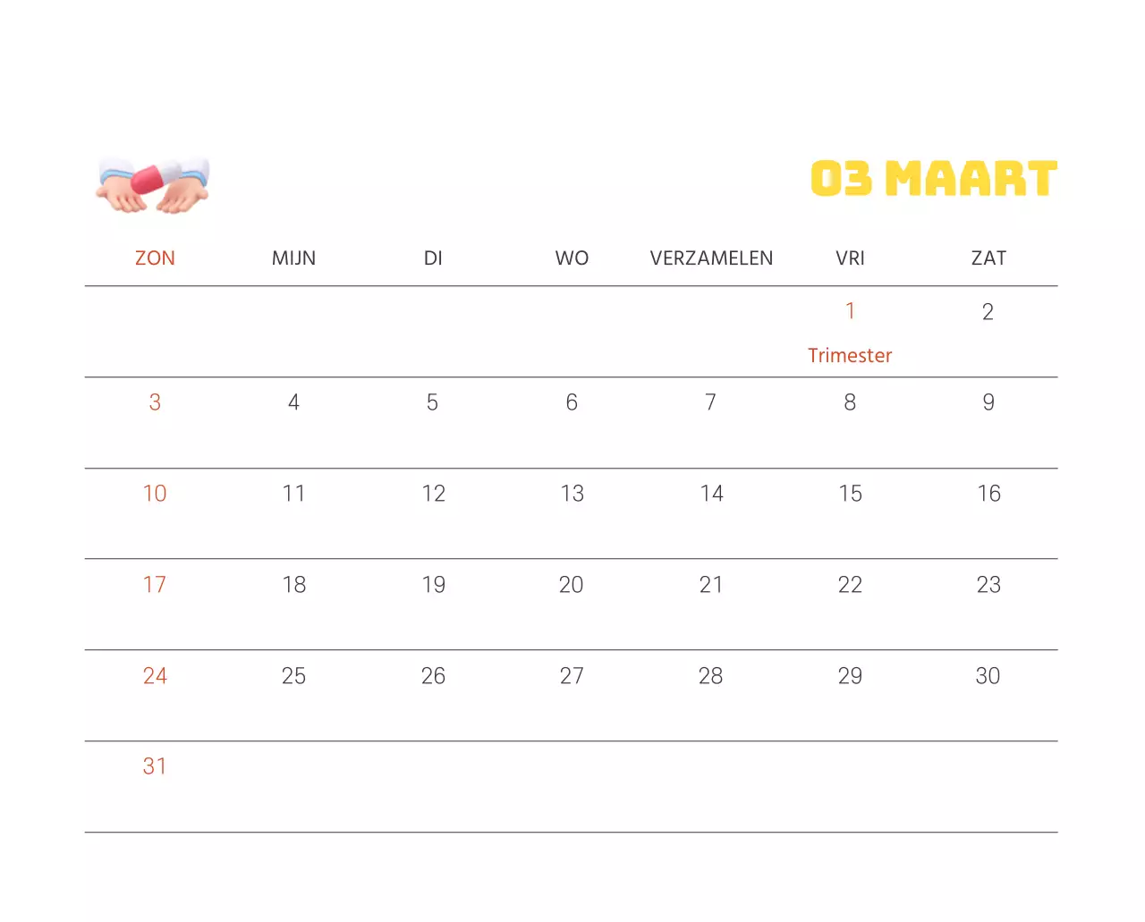 Een feestelijk ziekenhuis met illustraties met gezondheids- en gezinsthema's en kleurrijke accenten