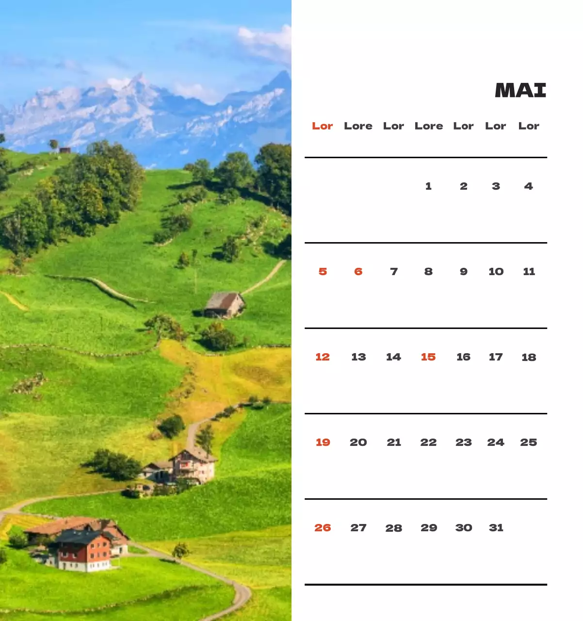 Une agence de voyage qui célèbre les fêtes de fin d'année avec des photos de voyages saisonniers et une mise en page claire et audacieuse.