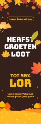 Een herfstwinkel met illustraties van bladeren in levendige herfstkleuren.