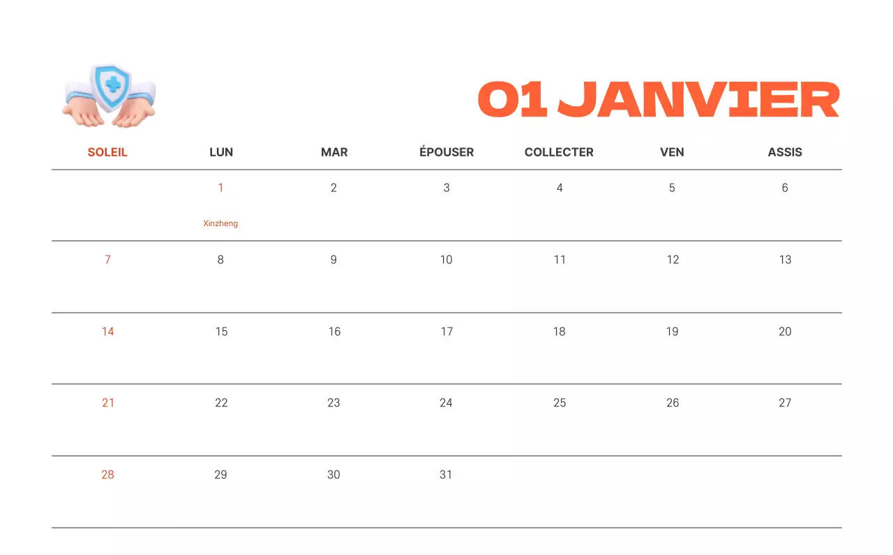 Un hôpital festif avec des illustrations sur le thème de la santé et de la famille et des accents colorés.