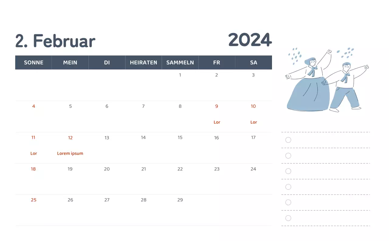 Ein Kalender mit farbenfrohen und emotionalen Illustrationen