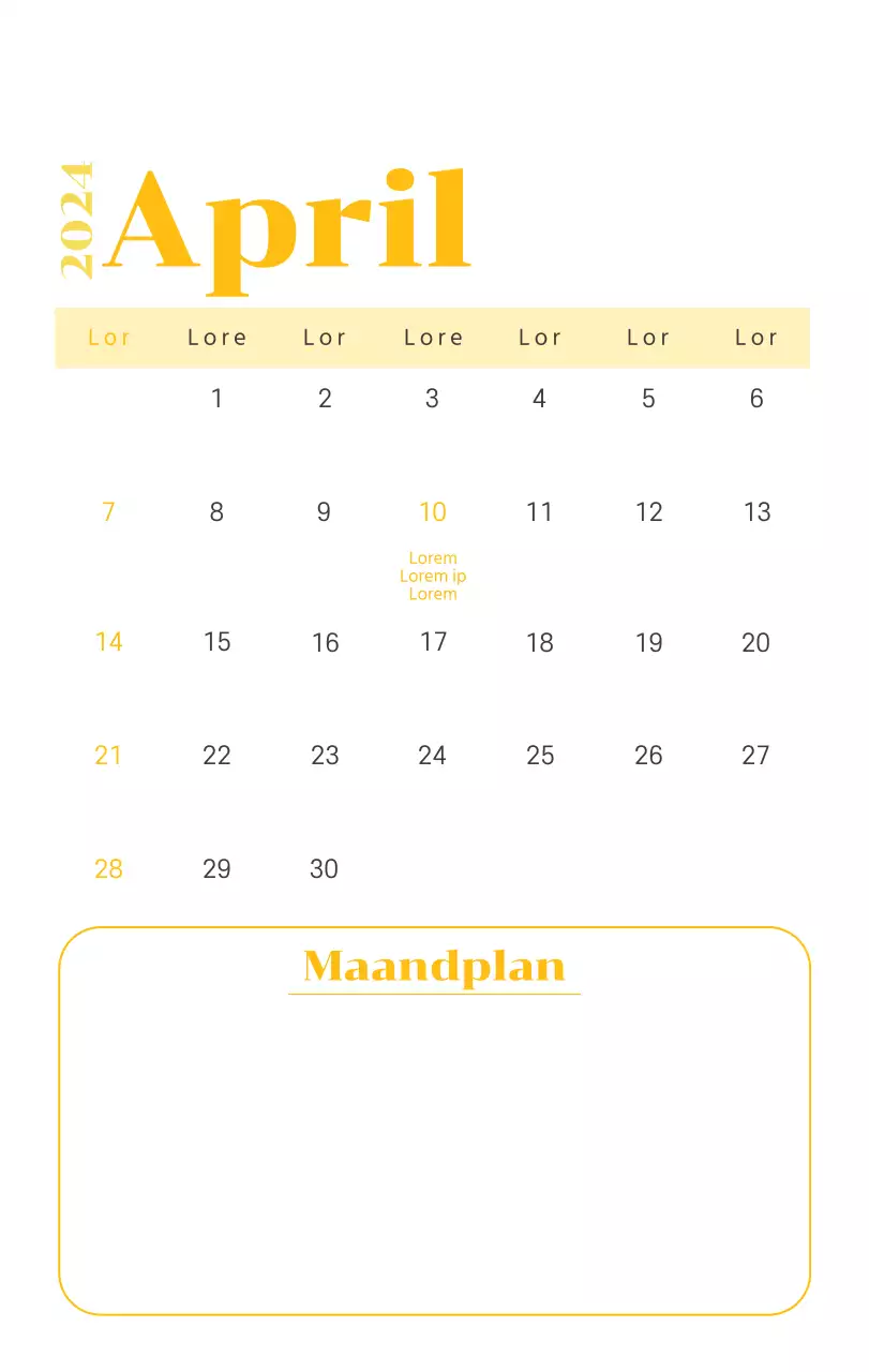 Kalender met jeugdillustraties op een gele en groene achtergrond