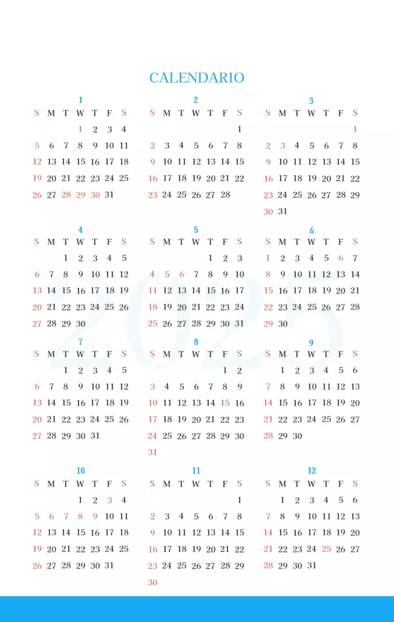 Calendario eclesiástico azul de concepto moderno