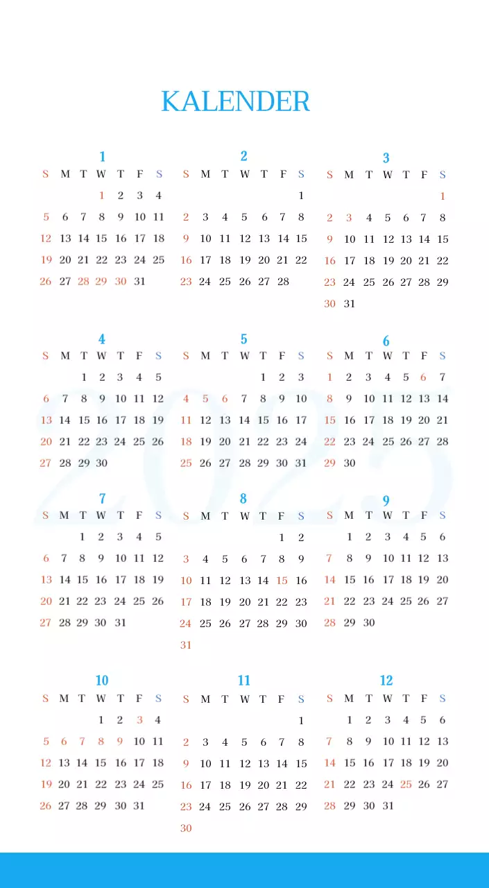 Blauw modern concept kerkkalender