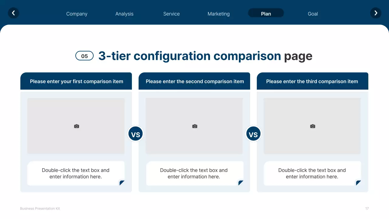 A simple white and navy blue website company profile