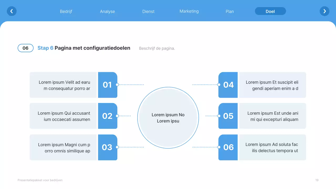 Eenvoudige witte en lichtblauwe website bedrijfsprofiel