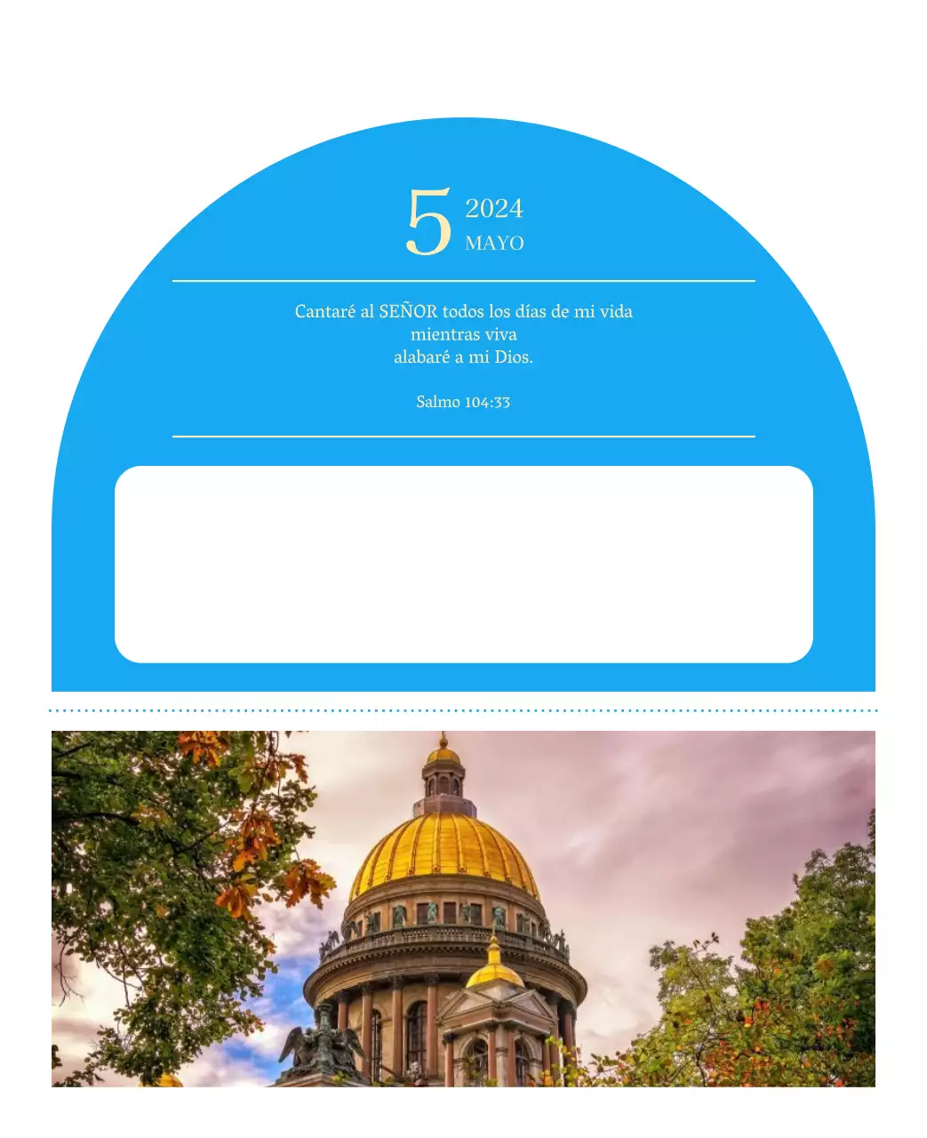 Calendario eclesiástico azul de concepto moderno