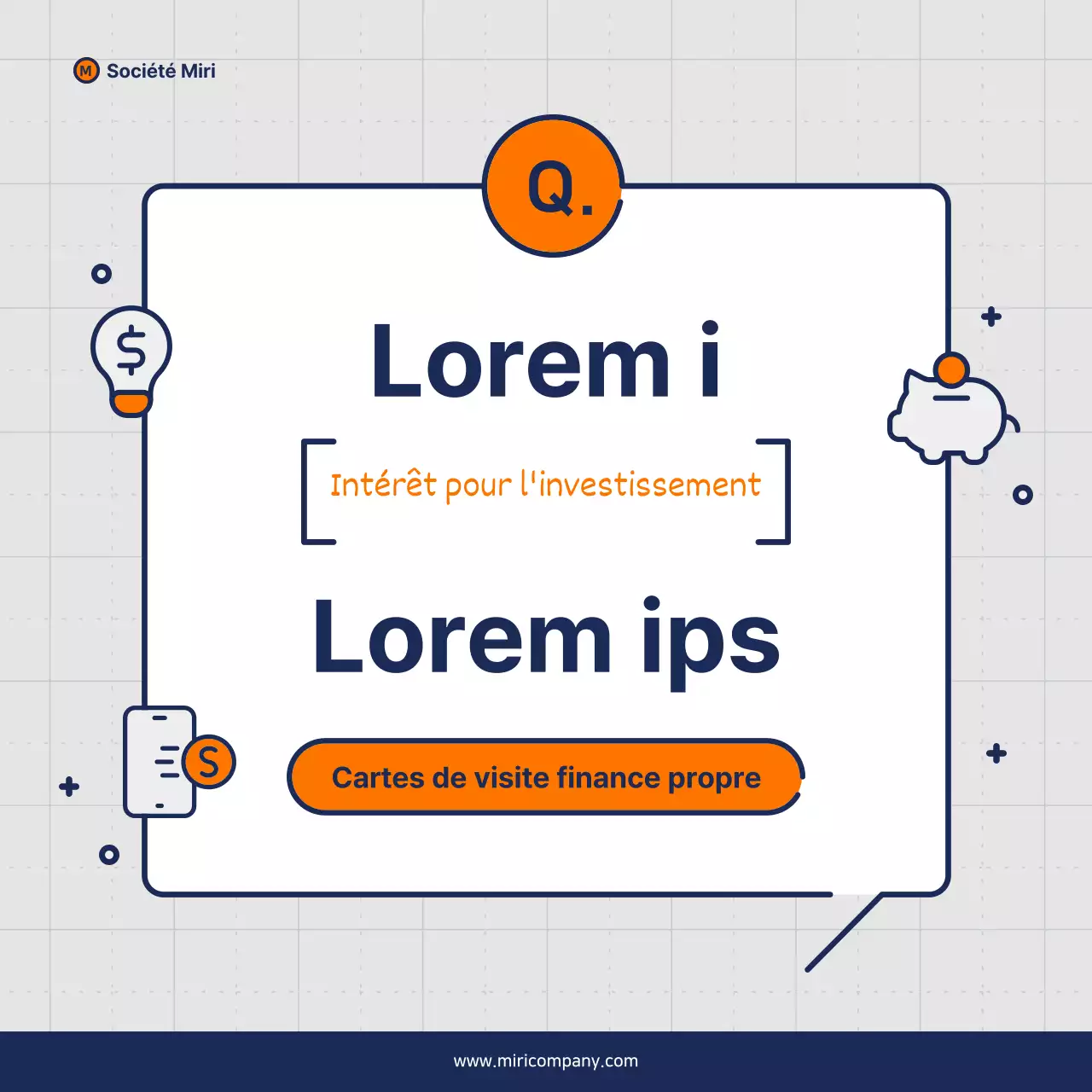 Proposition de pitch d'entreprise minimaliste en orange et bleu marine