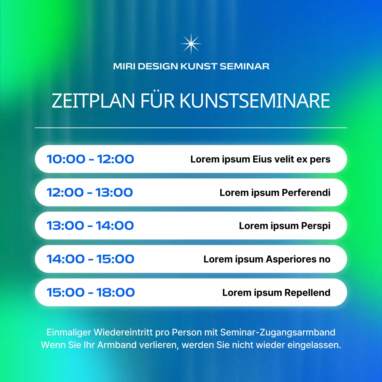 Förderung von Kunstseminaren in kybernetischem Blau und Chartreuse