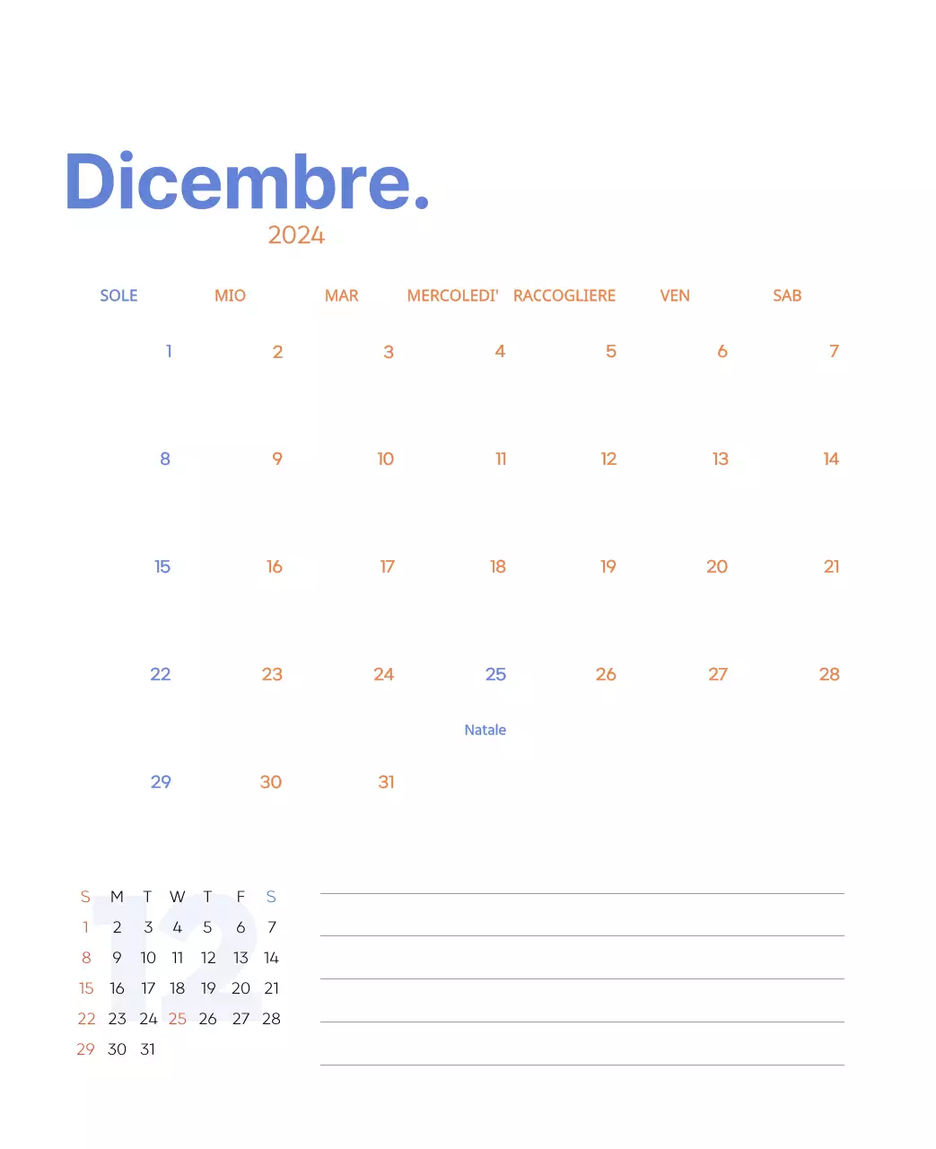 Calendario di lavoro con splendide illustrazioni