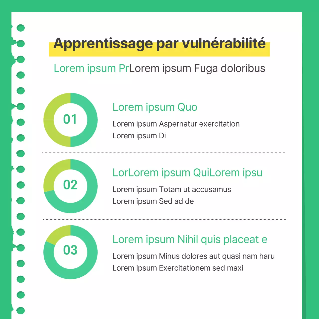 Guide de préparation à un simple test pratique vert et jaune