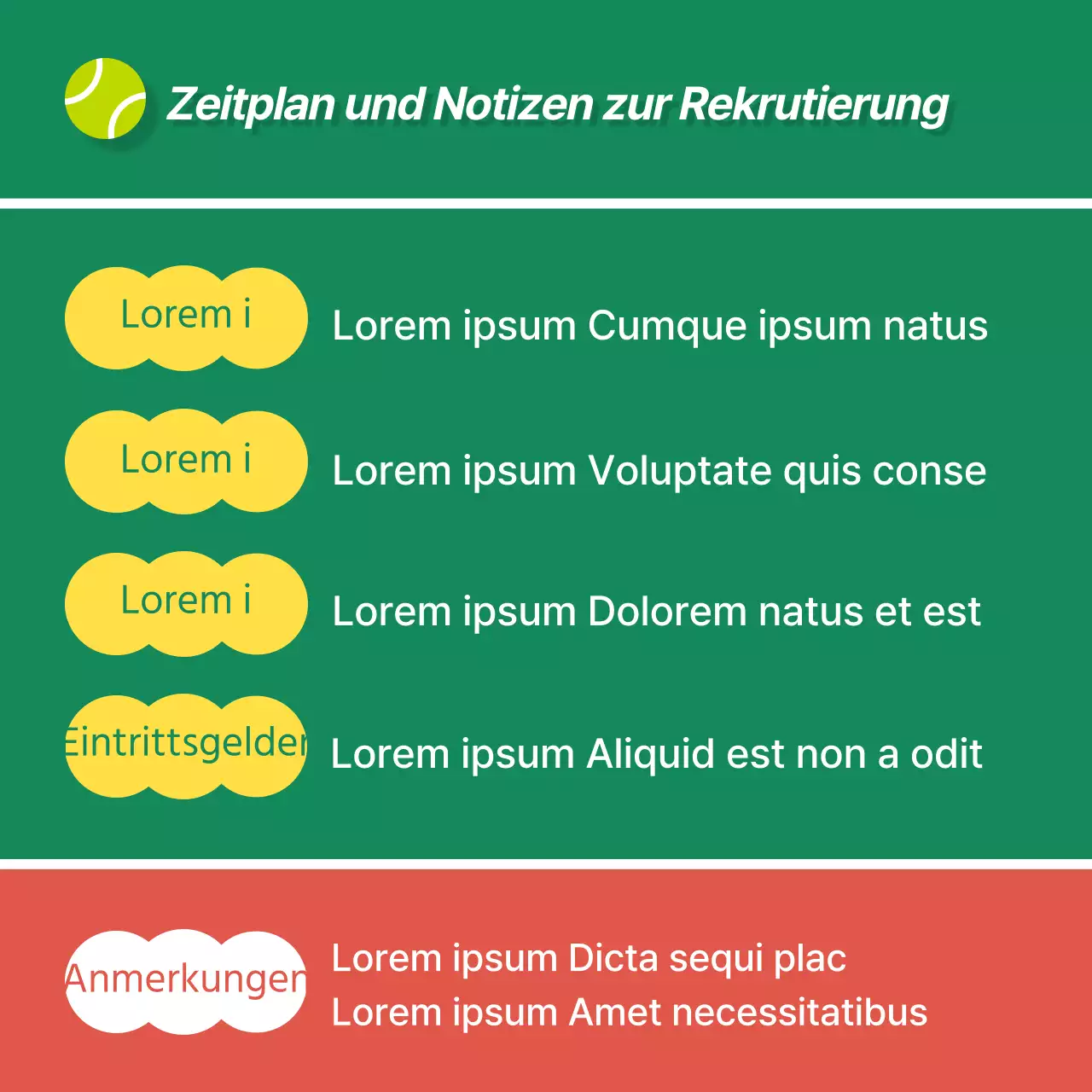 Werbung für die Mitgliedschaft in einem modernen Tennisclub in Grün und Braun