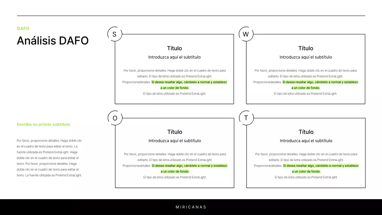 Un sencillo informe en blanco y chartreuse para presentar un proyecto