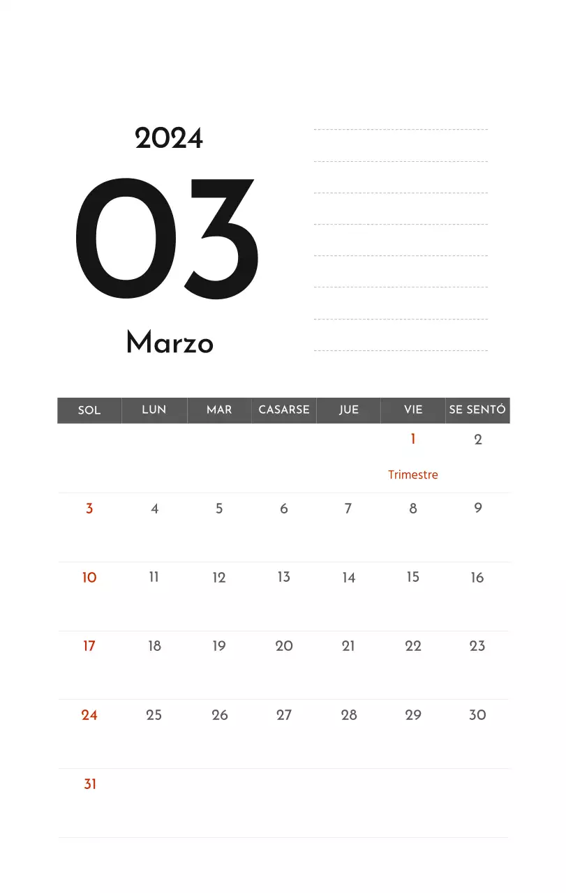 Un sencillo calendario corporativo en gris