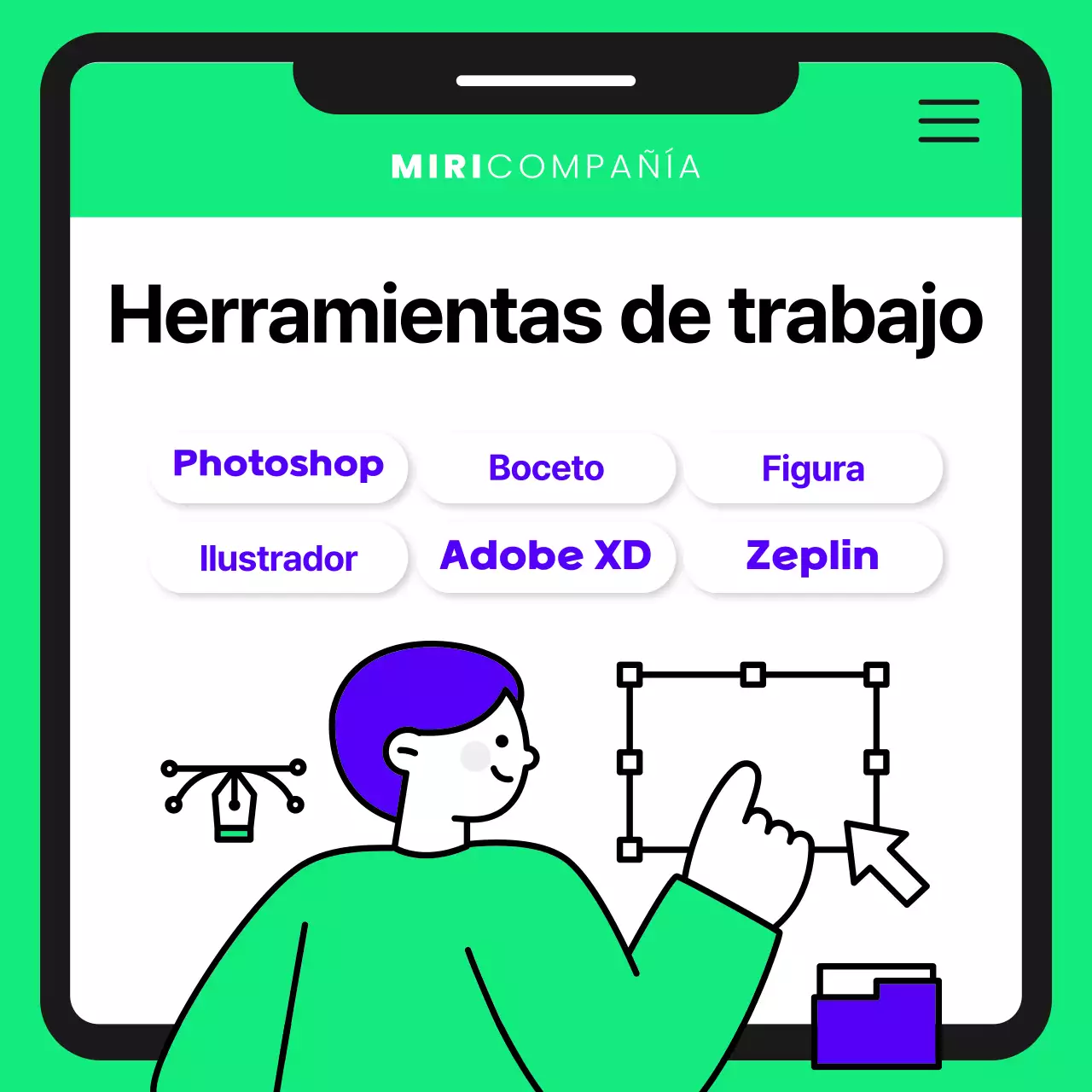 Contratar a un diseñador guapo en púrpura y chartreuse