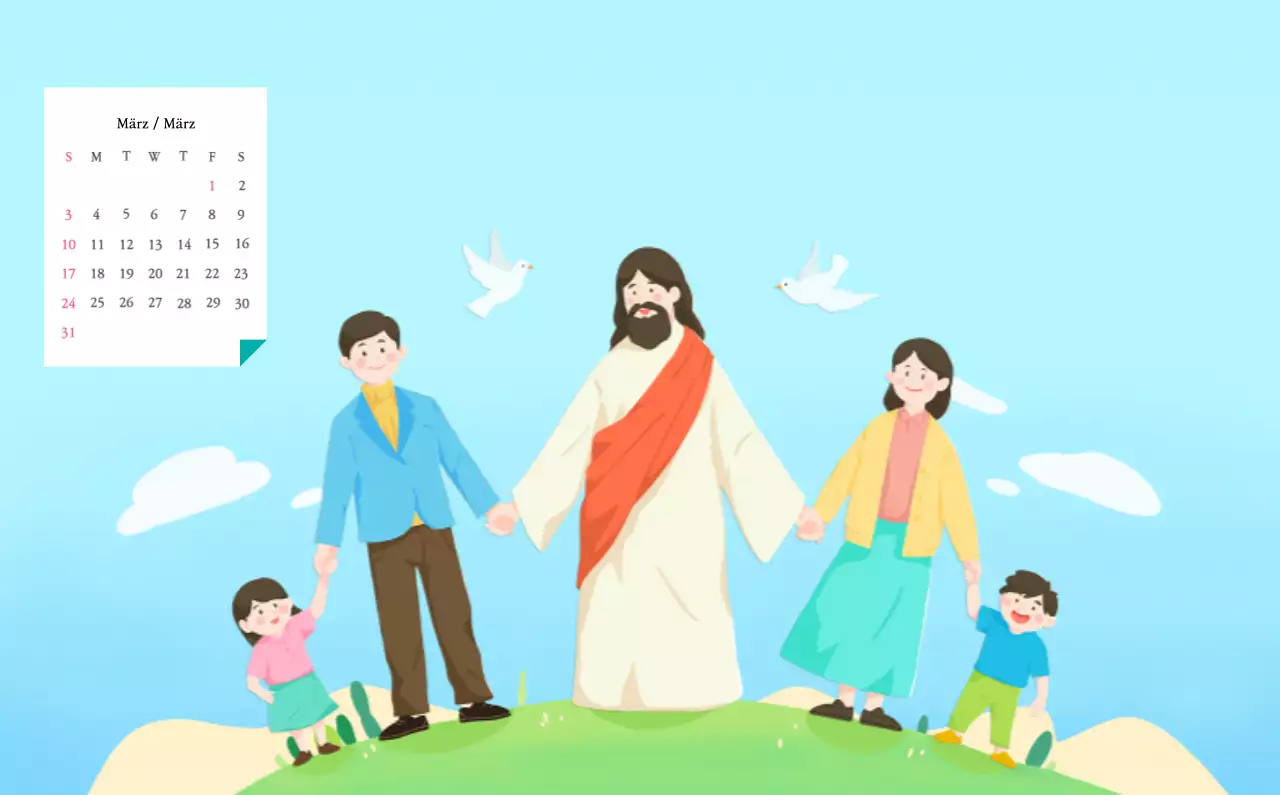 Warme FarbenKirchen mit niedlichen Illustrationen