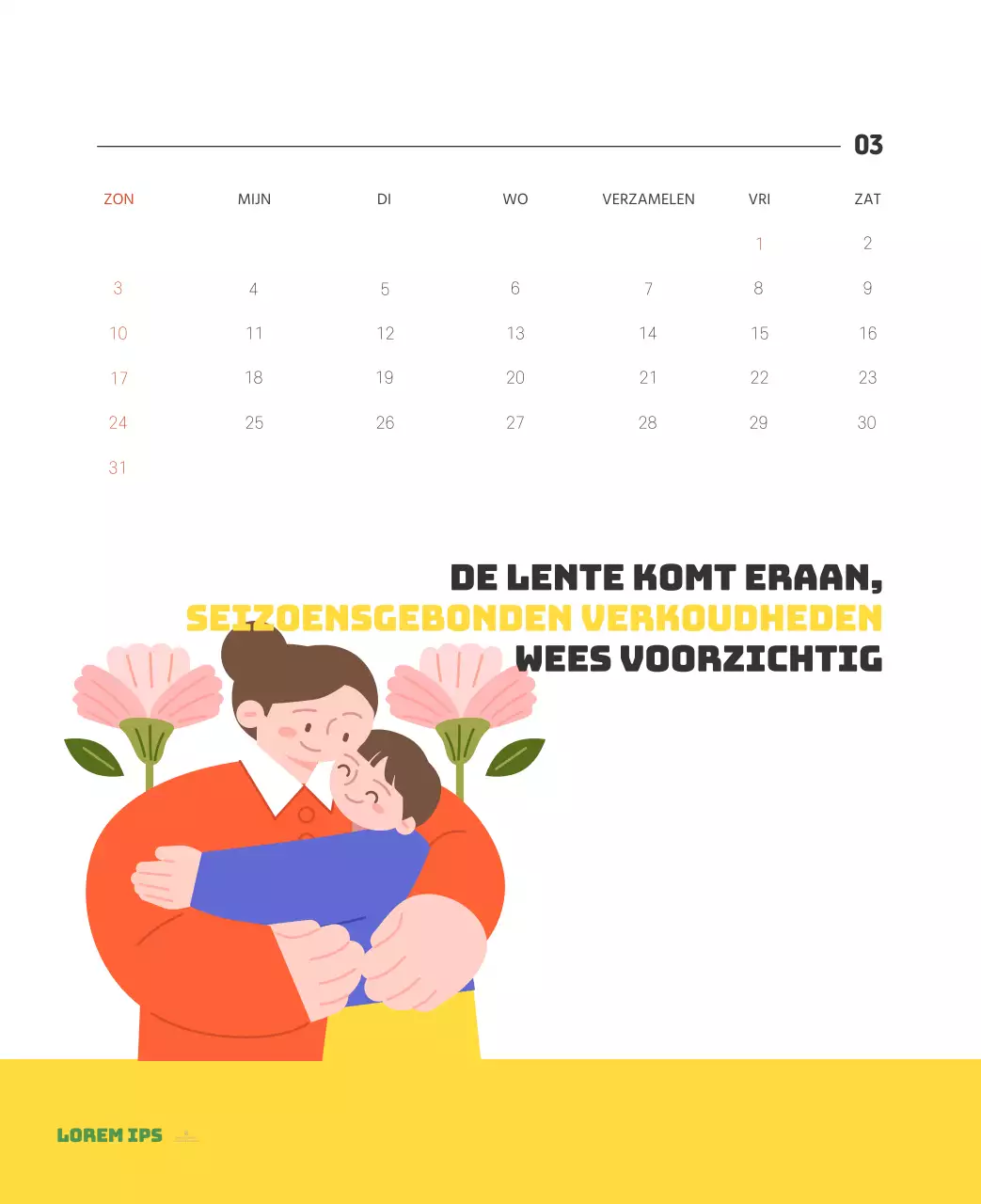 Een feestelijk ziekenhuis met illustraties met gezondheids- en gezinsthema's en kleurrijke accenten