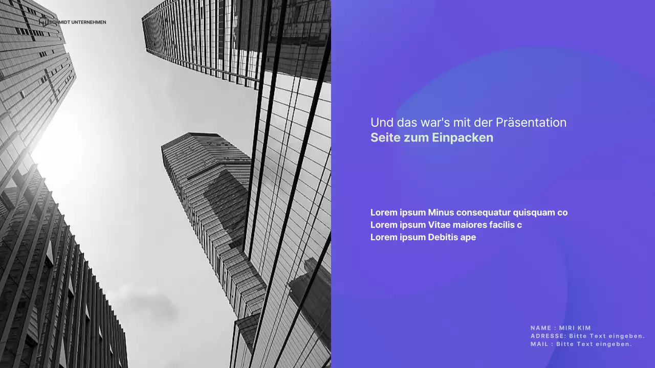 Ein einfaches Unternehmensprofil mit blauem Layout