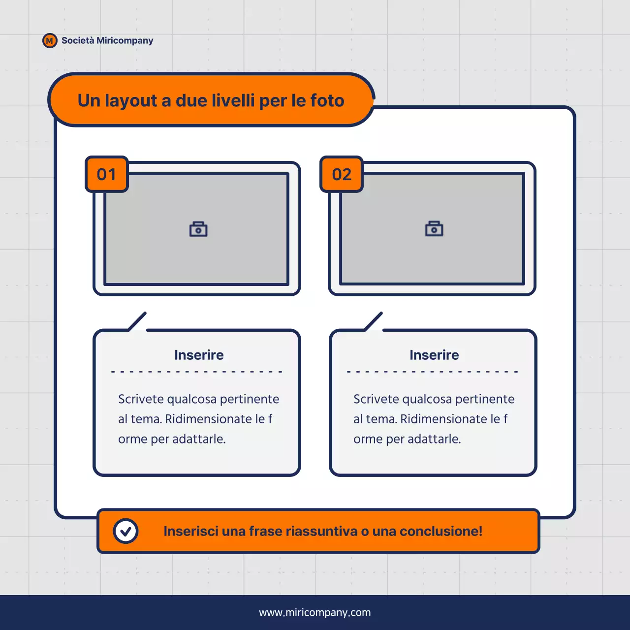 Proposta di business pitch minimalista in arancione e blu navy