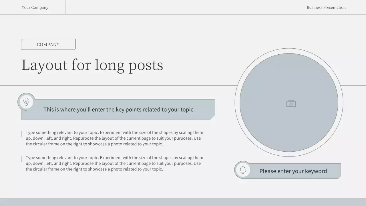 Simple, emotional business report in light blue and white