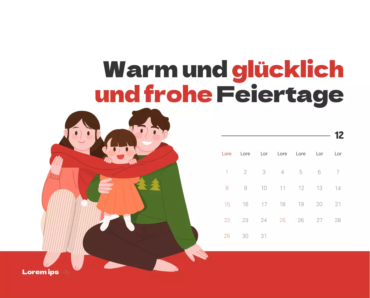 Ein festliches Krankenhaus mit Illustrationen zum Thema Gesundheit und Familie und farbenfrohen Akzenten