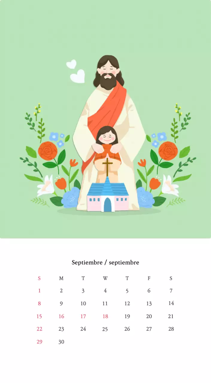 Iglesias con simpáticas ilustraciones en colores cálidos