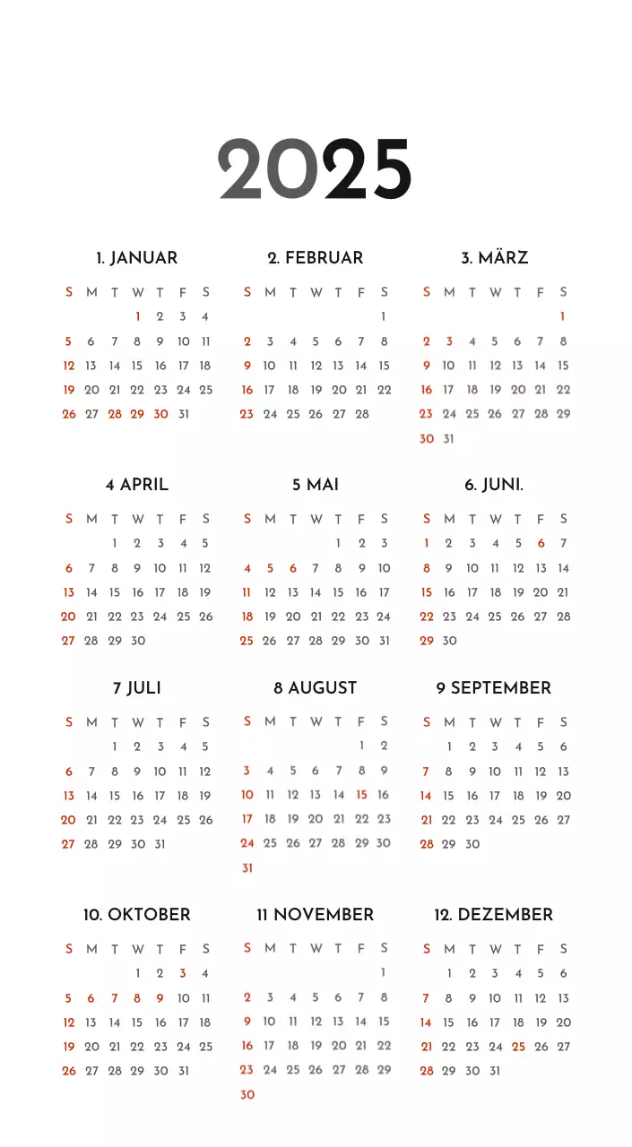 Ein einfacher Unternehmenskalender in Grau