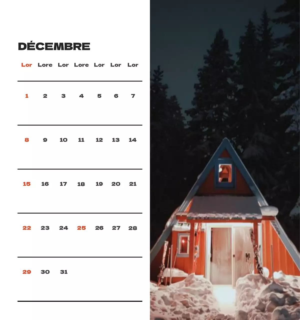 Une agence de voyage qui célèbre les fêtes de fin d'année avec des photos de voyages saisonniers et une mise en page claire et audacieuse.