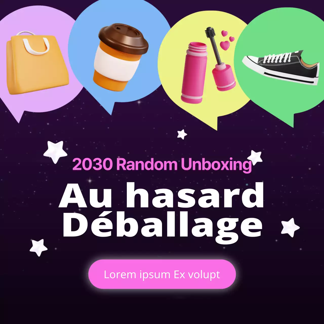 Promouvoir des unboxings mignons et aléatoires en rose et violet