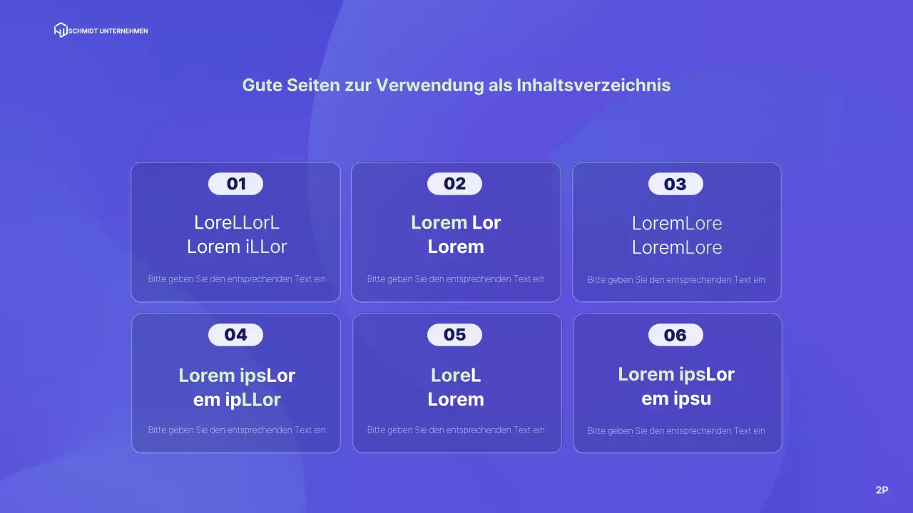 Ein einfaches Unternehmensprofil mit blauem Layout